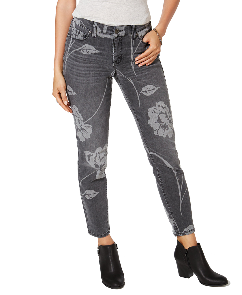 Style & Co Women Printed Curvy Skinny Jeans Linkin