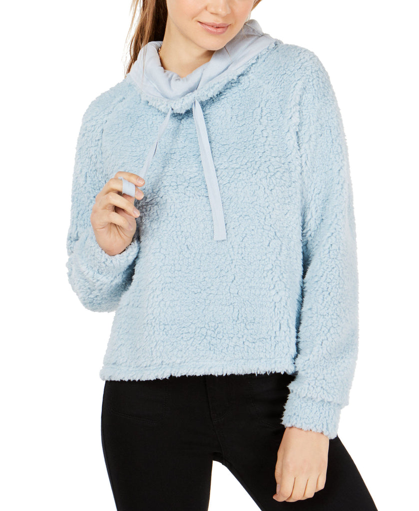 Hippie Rose Funnel Neck Fleece Top Celestial Blue