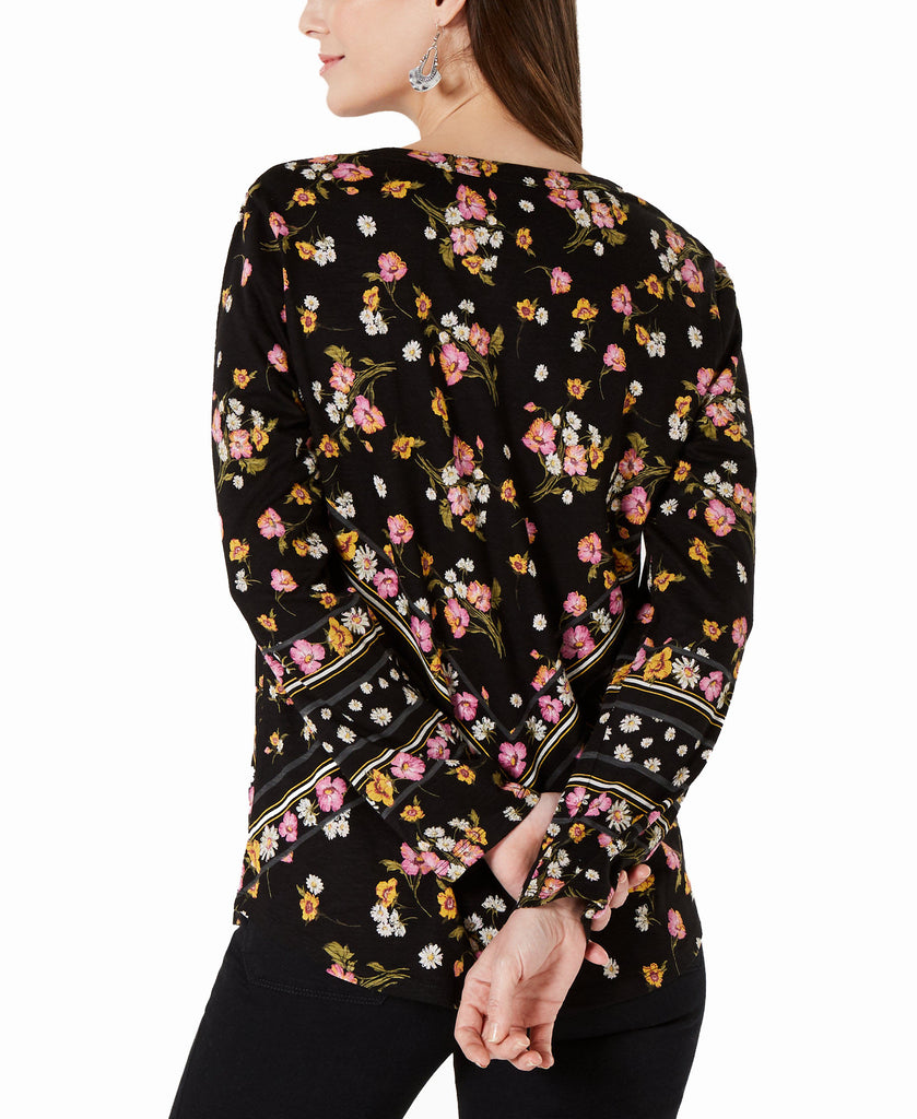 Style & Co Women Printed Split Neck Shirt