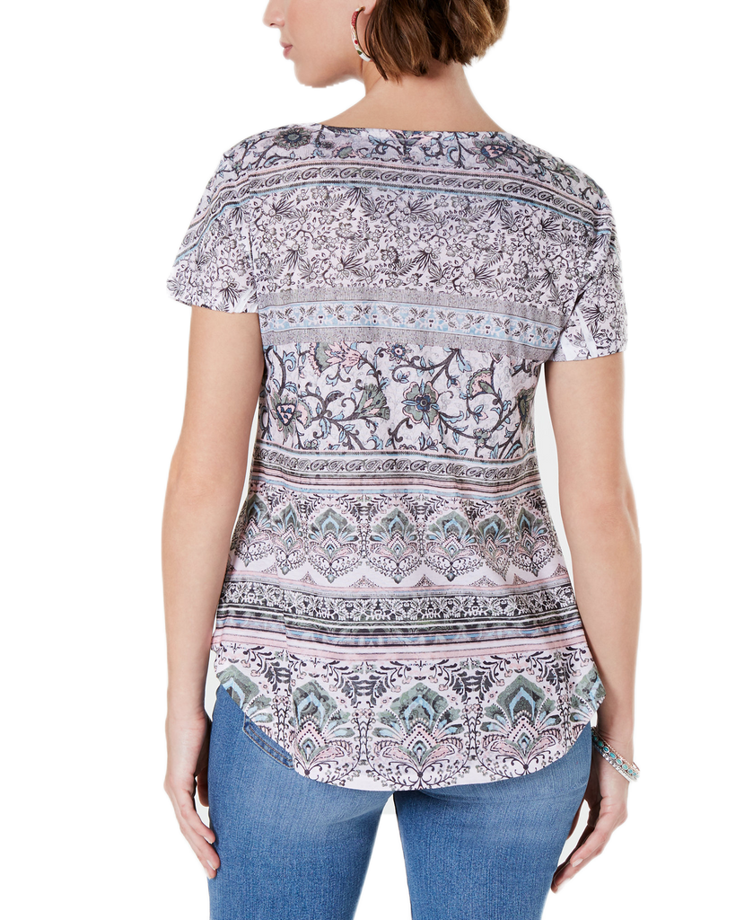 Style & Co Women Printed Dolman Sleeve Top