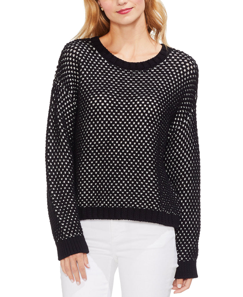 Vince Camuto Women Textured Stitch Sweater Black