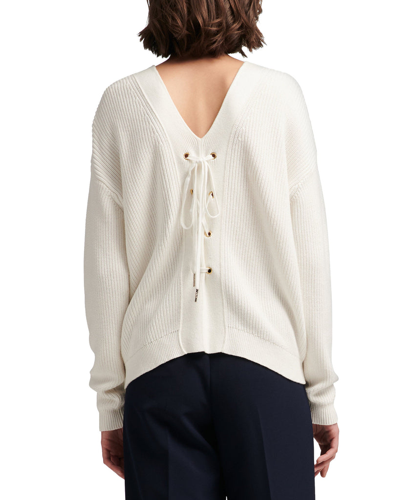 DKNY Women Cotton Lace Up Sweater