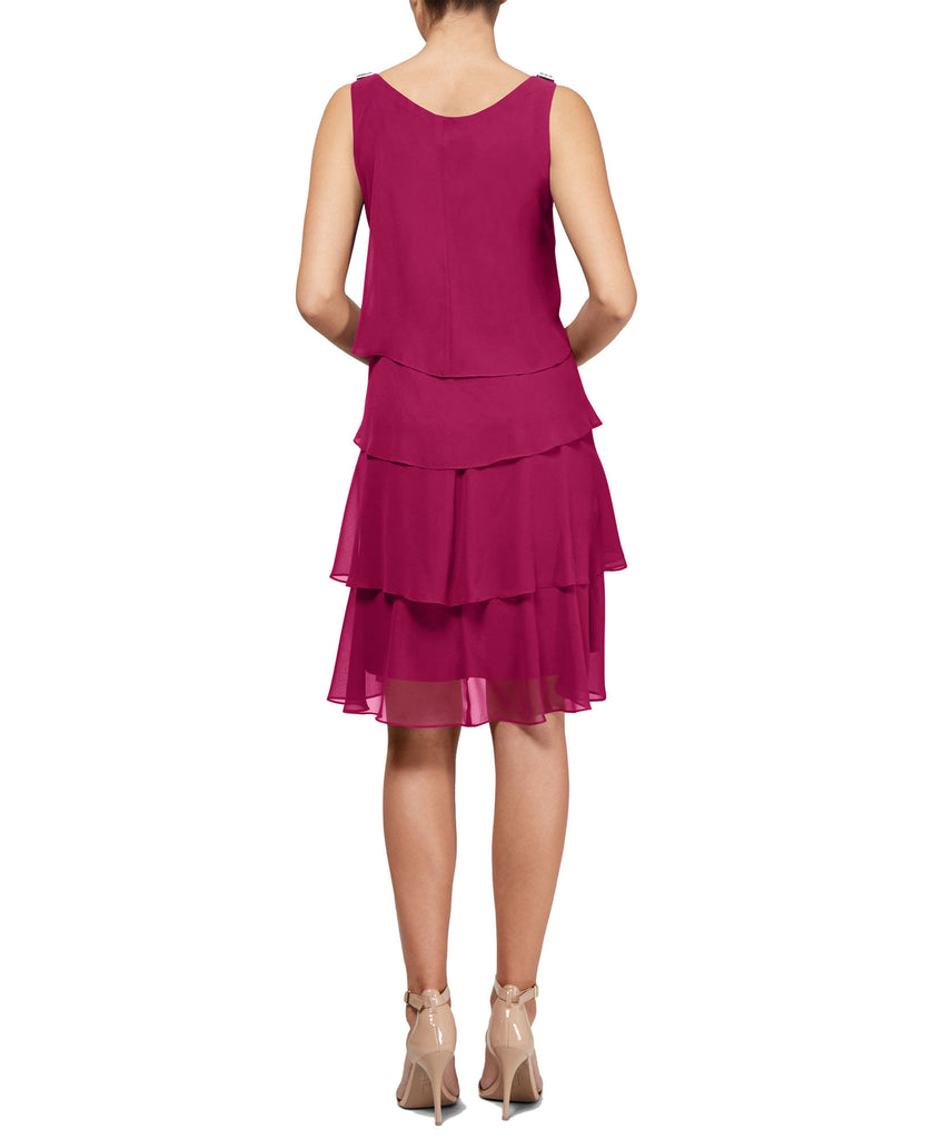 SL Fashions Women Tiered Chiffon Dress