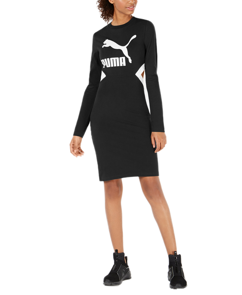 Puma-Women-Classics-Logo-Bodycon-Dress-Black