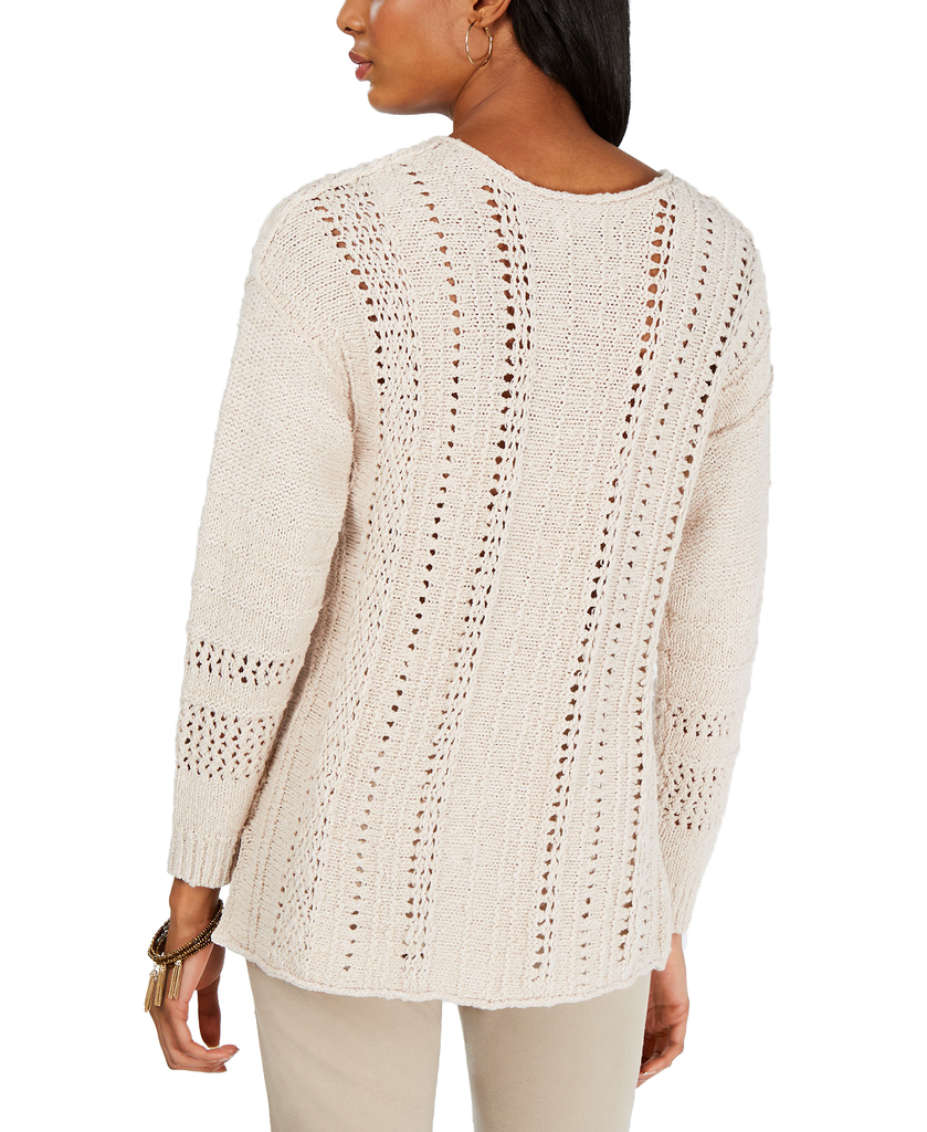 Style & Co Women V Neck Pointelle Sweater