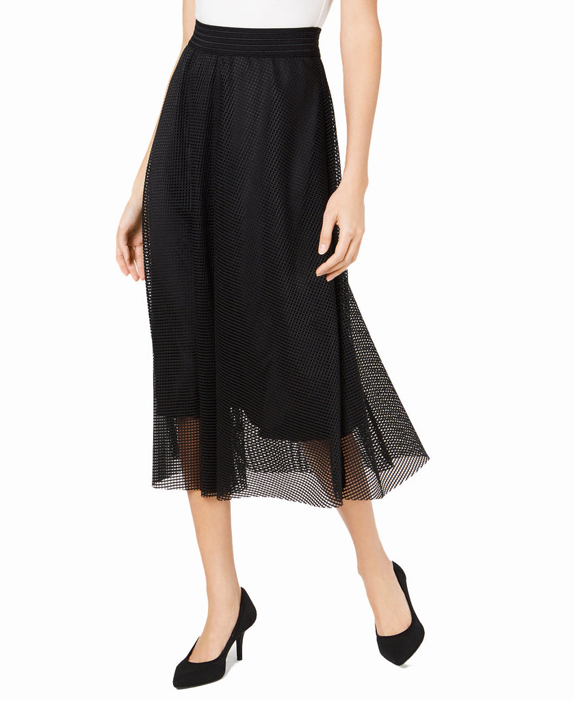 Alfani Women Mesh Midi Skirt Deep Black