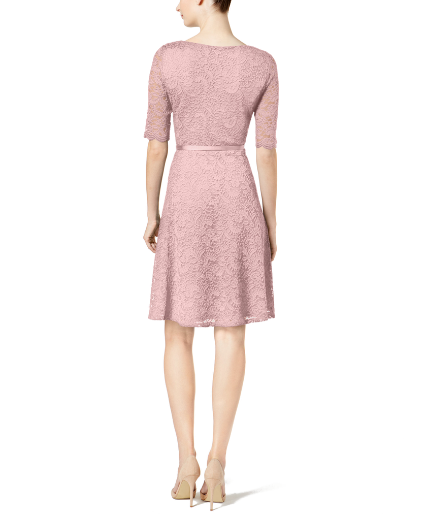 Charter Club Women Petite Belted Lace Dress