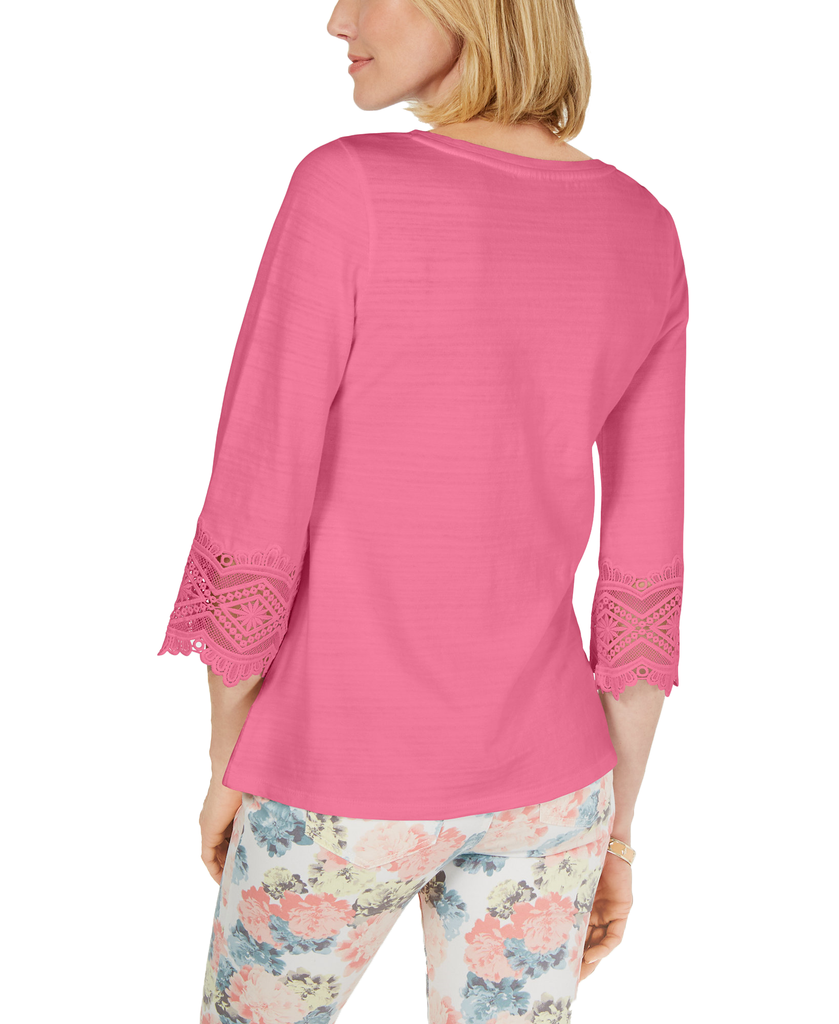 Charter-Club-Petite-Lace-Sleeve-Top