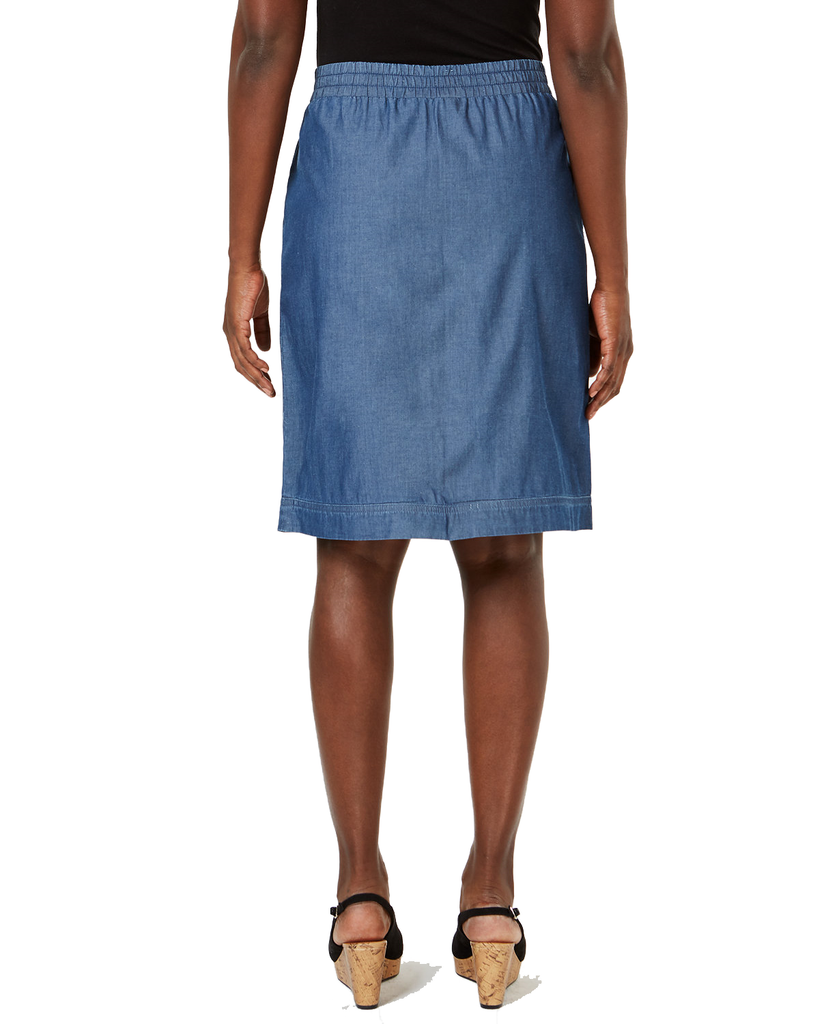 Karen Scott Women Cotton Chambray Pull On Skirt