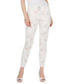 Style & Co Women Floral Print Skinny Jeans Cream