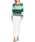 Vince Camuto Women Colorblock Crewneck Striped Sweater
