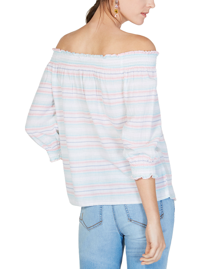 INC International Concepts Women Striped Off The Shoulder Shirt