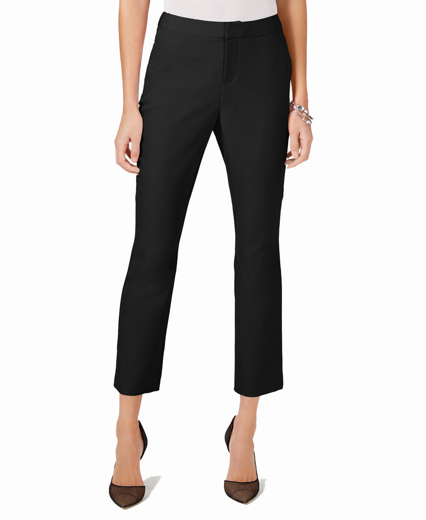 INC International Concepts Women Ankle Straight Leg Pants Deep Black