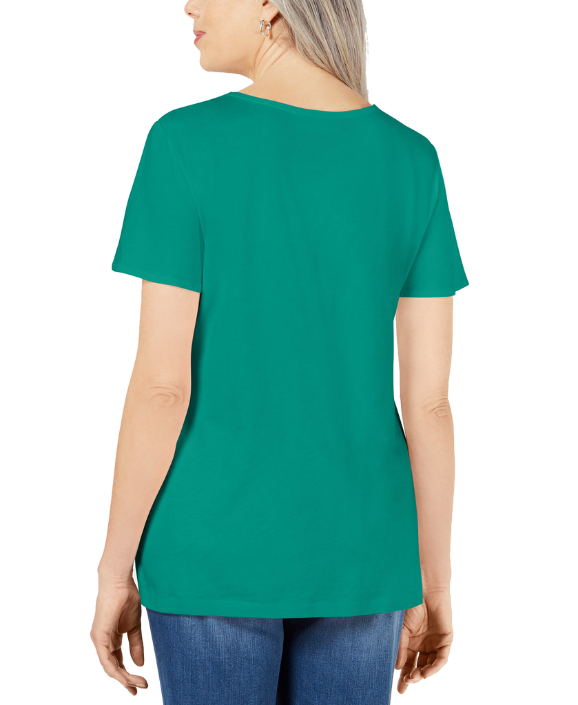 Karen Scott Braided Neck T Shirt