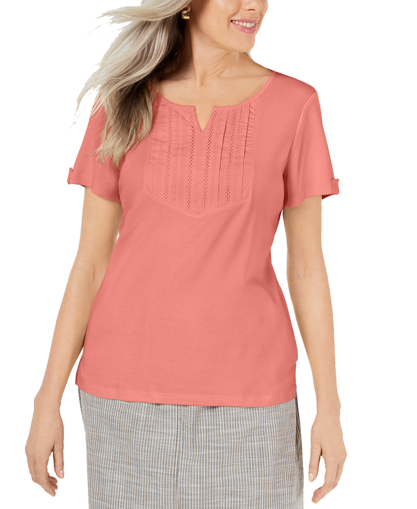 Karen Scott Women Split Neck Top