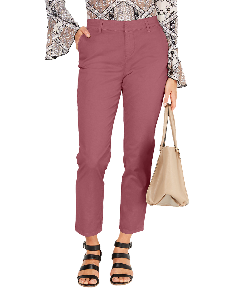 Style & Co Women Chino Pants Red Salmon