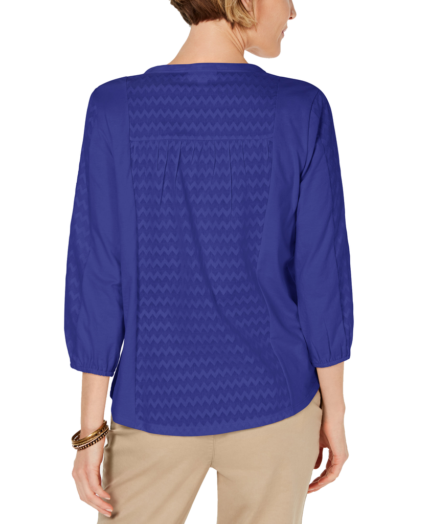 Style & Co Women Ladder Trim Bubble Sleeve Top