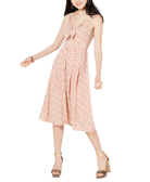 City Studios Women Tie Front Cutout Midi Dress Pink