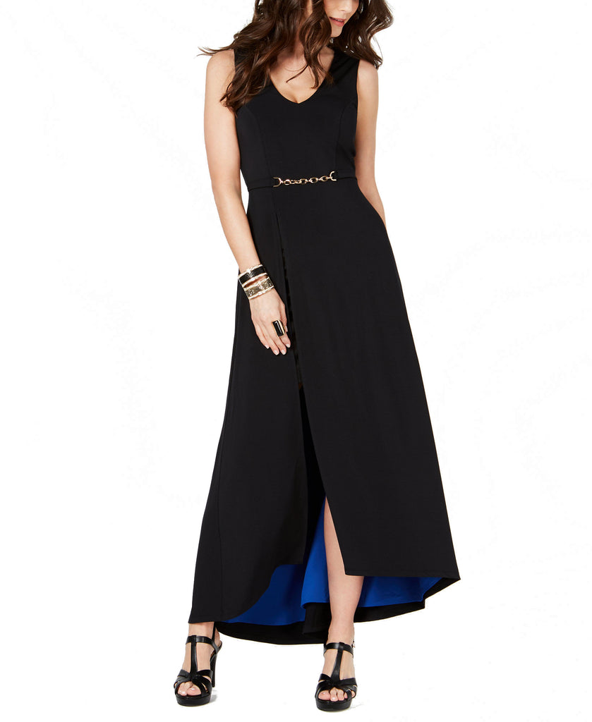 Thalia Sodi Women Belted Detail Maxi Dress Black