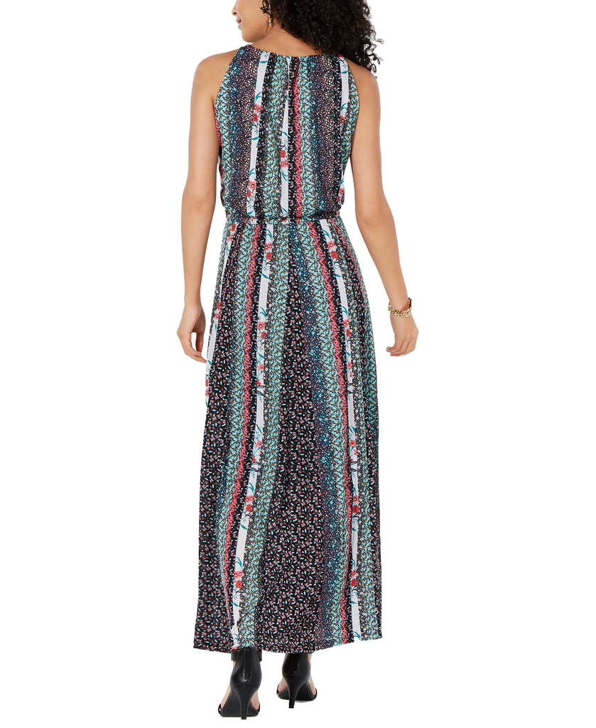 Style & Co Printed Split Neck Sleeveless Maxi Dress