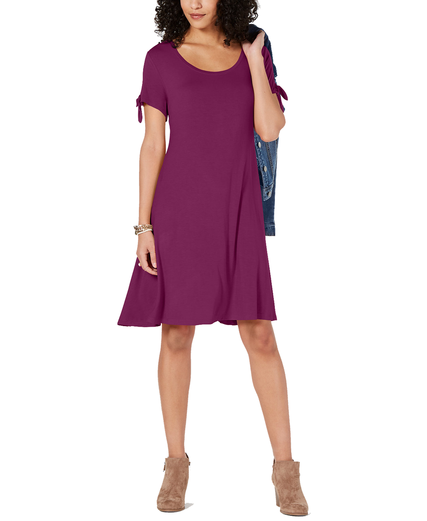 Style & Co Tie Sleeve Dress Magenta Blossom