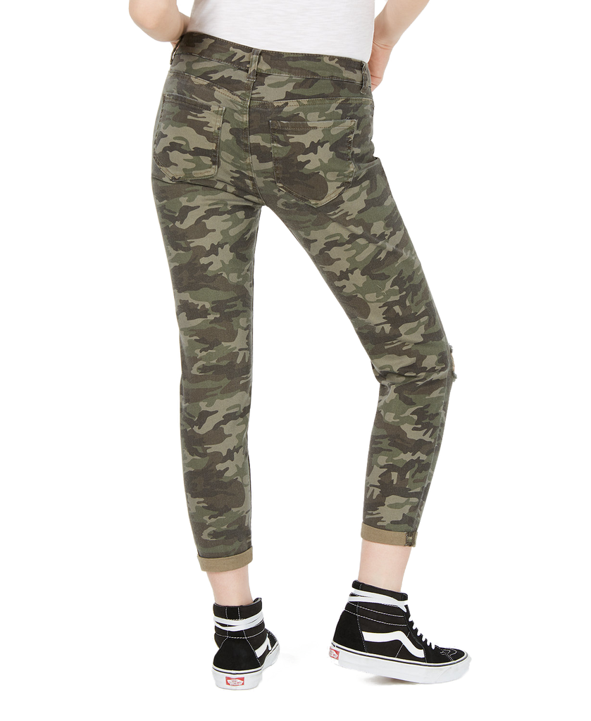 Vanilla Star Women Ripped Camo Cropped Skinny Jeans