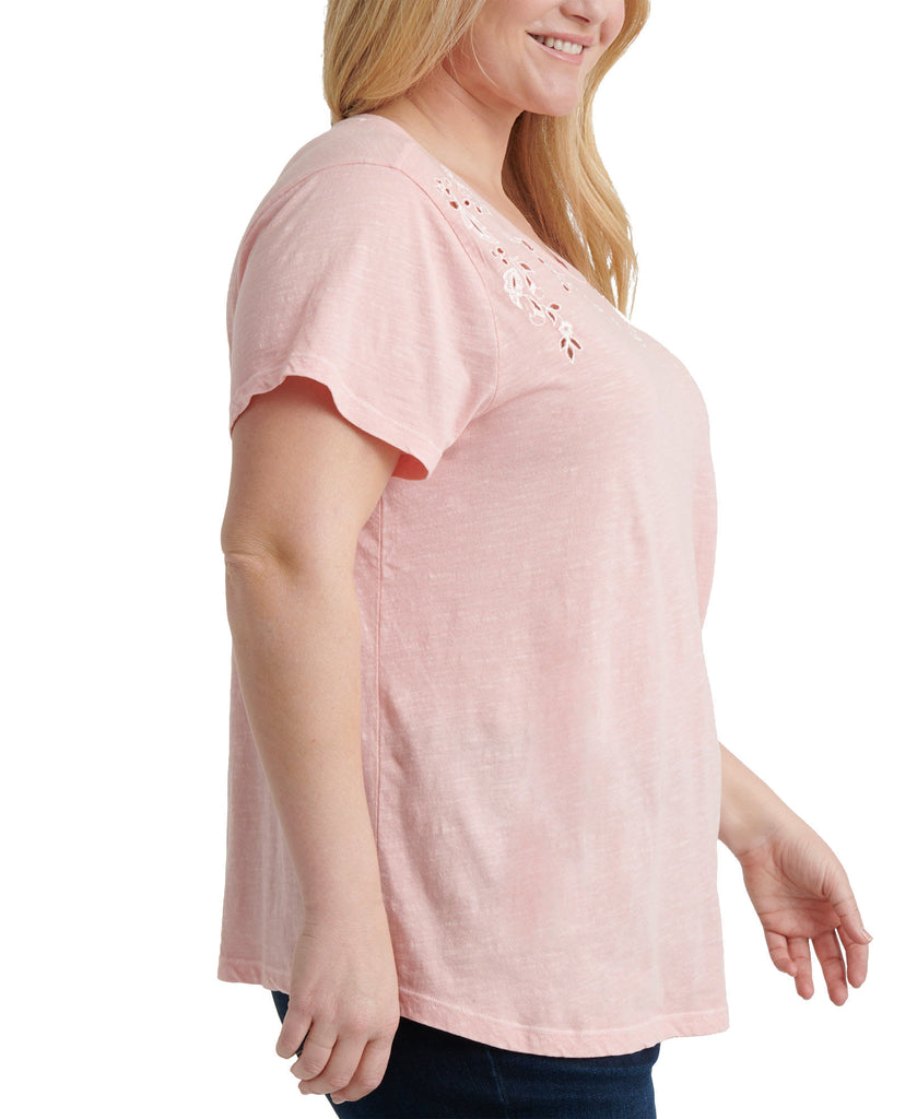 Lucky Brand Women Plus Cotton Eyelet Top