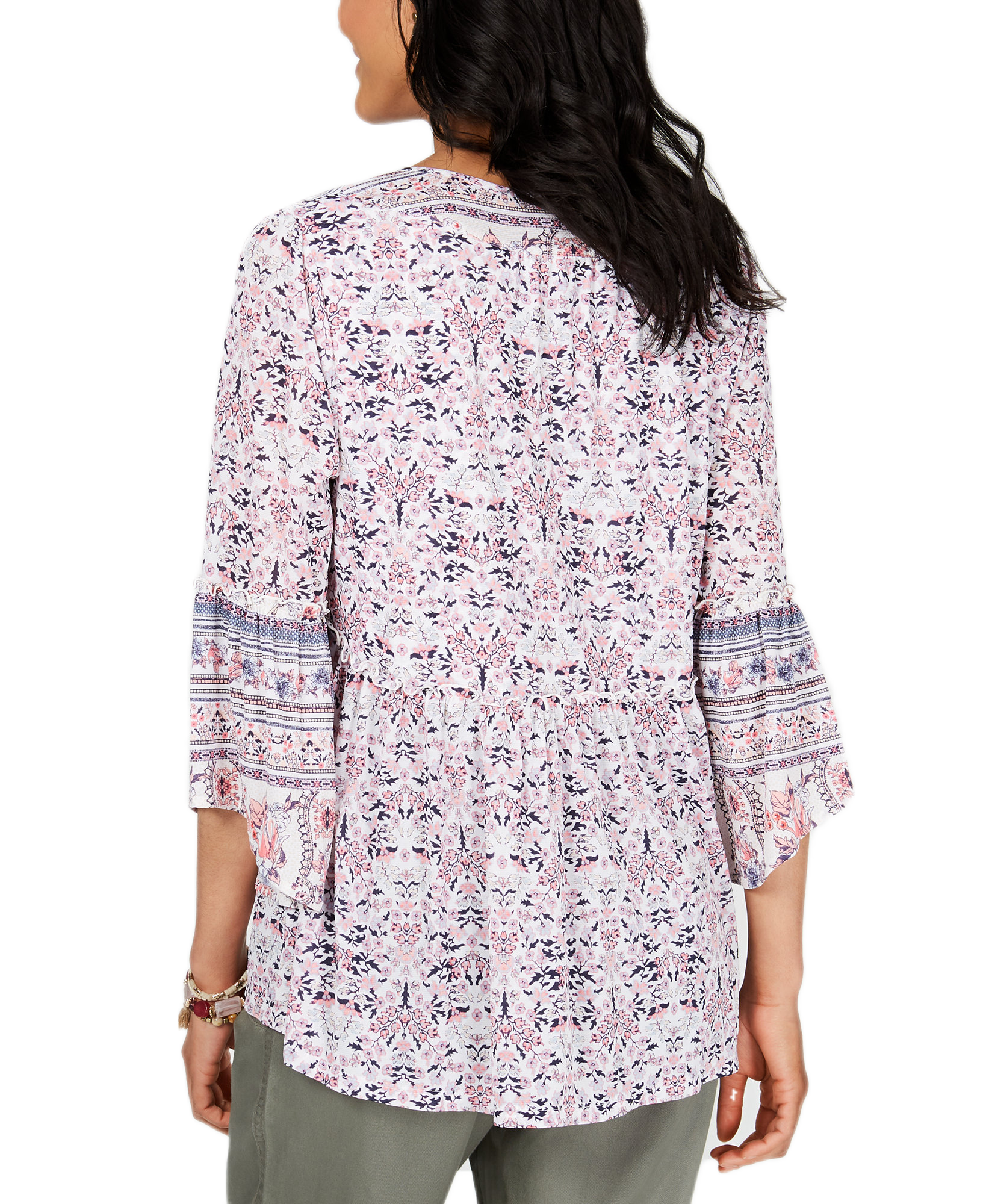 Style-&-Co-Women-Petite-Printed-Mesh-Lantern-Sleeve-Top