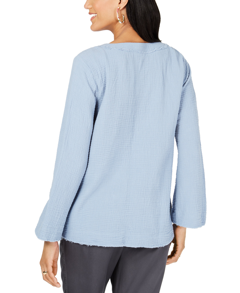 Style & Co Cotton Lace Up Textured Top