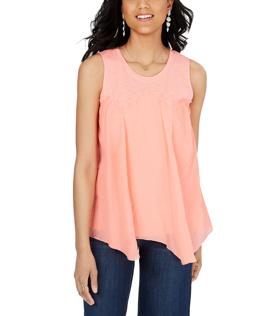 Style & Co Women Handkerchief Hem Top Peachberry