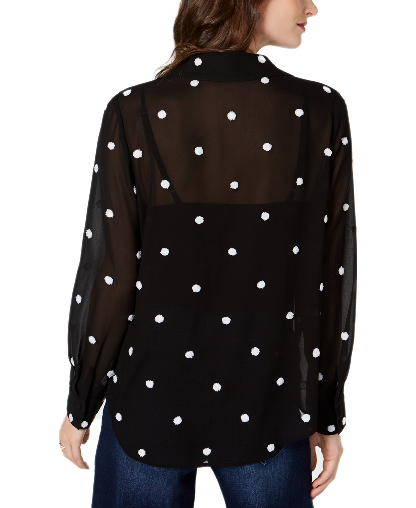 INC International Concepts Women Embroidered Dot Surplice Top