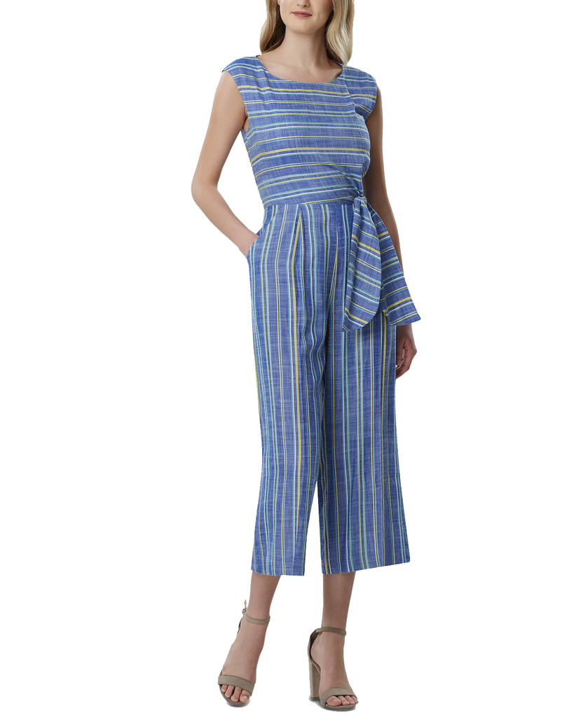 Tahari ASL Women Striped Cropped Jumpsuit