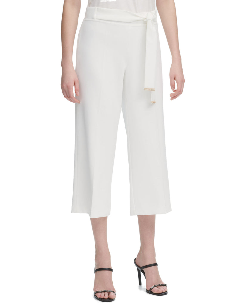 Calvin Klein Women Belted Culottes Soft White