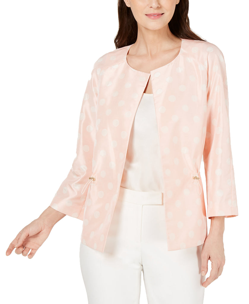 Anne Klein Women Dot Pattern Toggle Detail Jacket Cherry Blossom Anne White