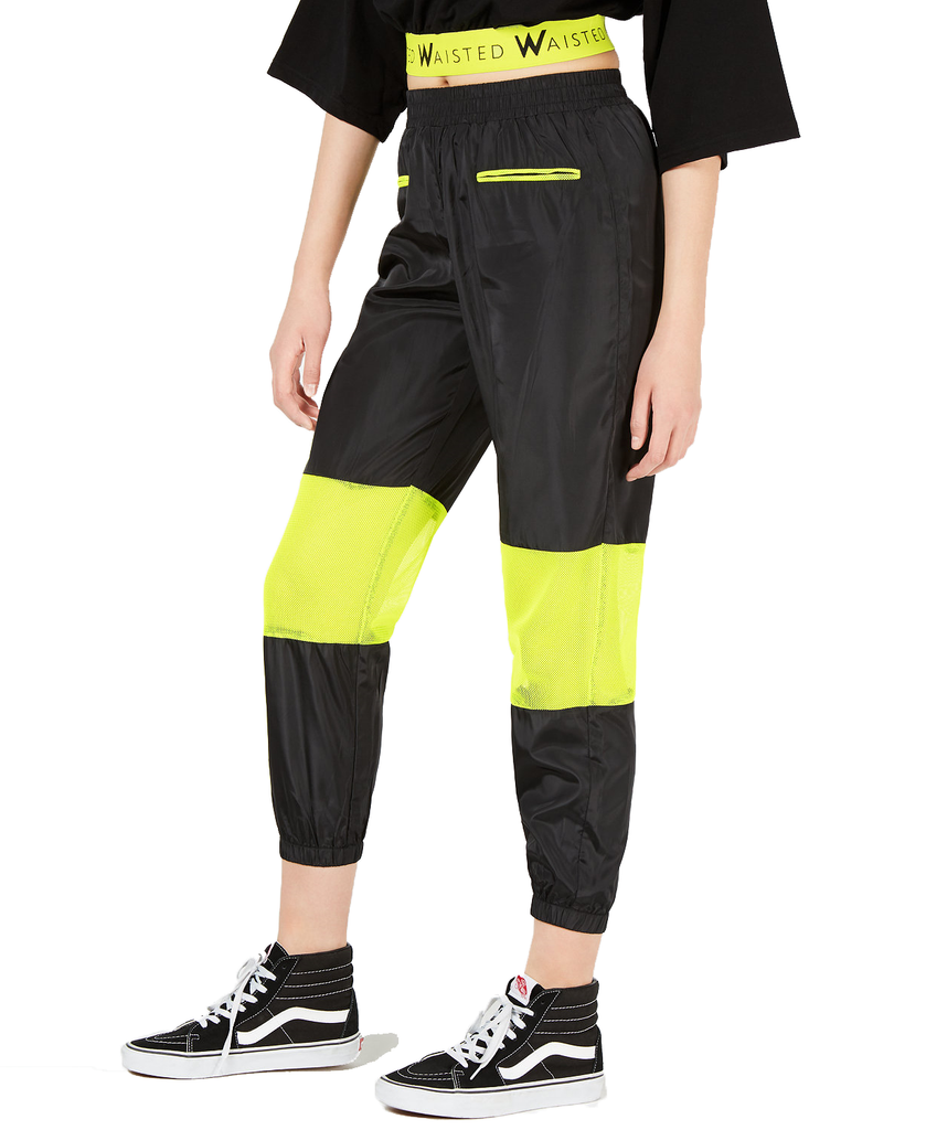 Waisted Women Neon Mesh Jogger Pants