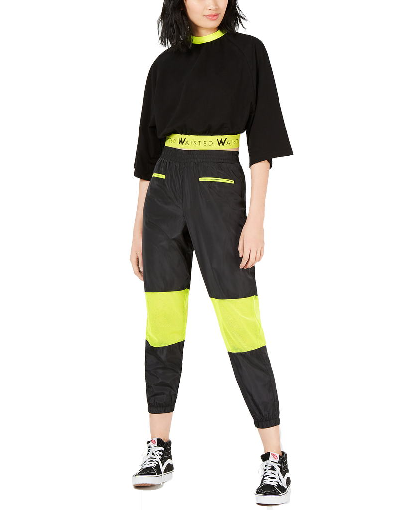 Waisted Women Neon Mesh Jogger Pants