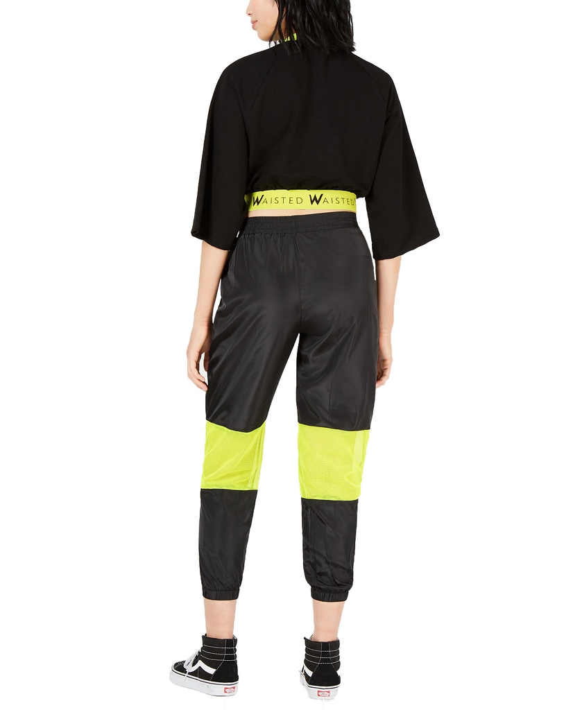 Waisted Women Neon Mesh Jogger Pants