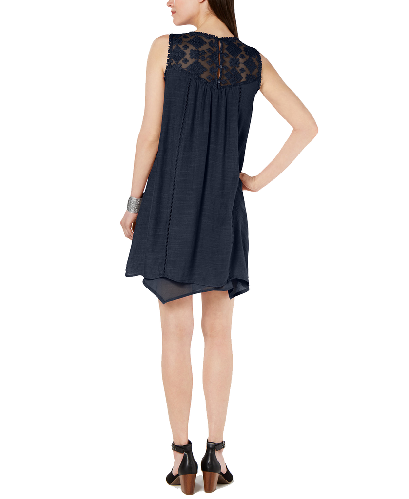 Style & Co Women Lace Yoke Handkerchief Hem A Line Dress