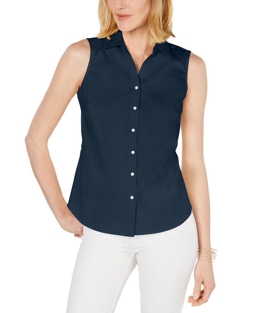 Charter Club Women Petite Collared Shirt Intrepid Blue