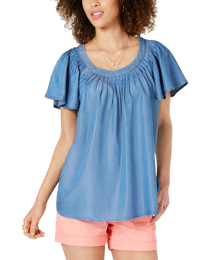 Style & Co Women Pleated Soft Top Sun Wash