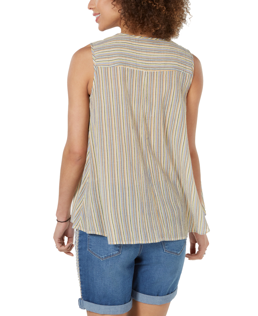 Style & Co Cotton Striped Button Front Top