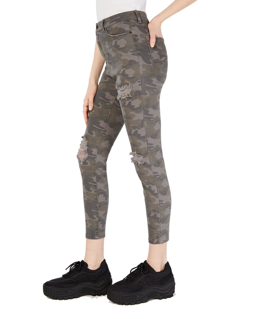 Vanilla Star Women Ripped Camo Print Skinny Jeans