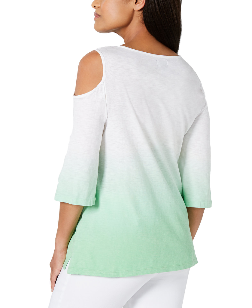 JM Collection Women Cotton Ombré Cold Shoulder Top