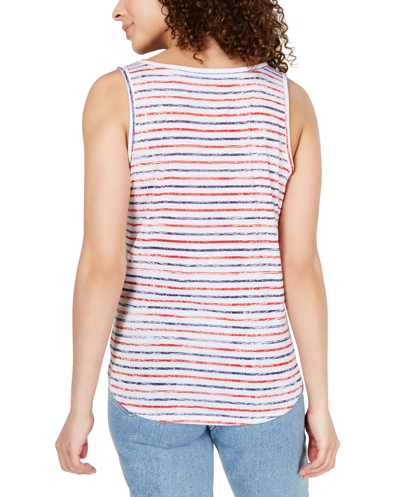 Rebellious One Women Striped Tie Front Tank Top