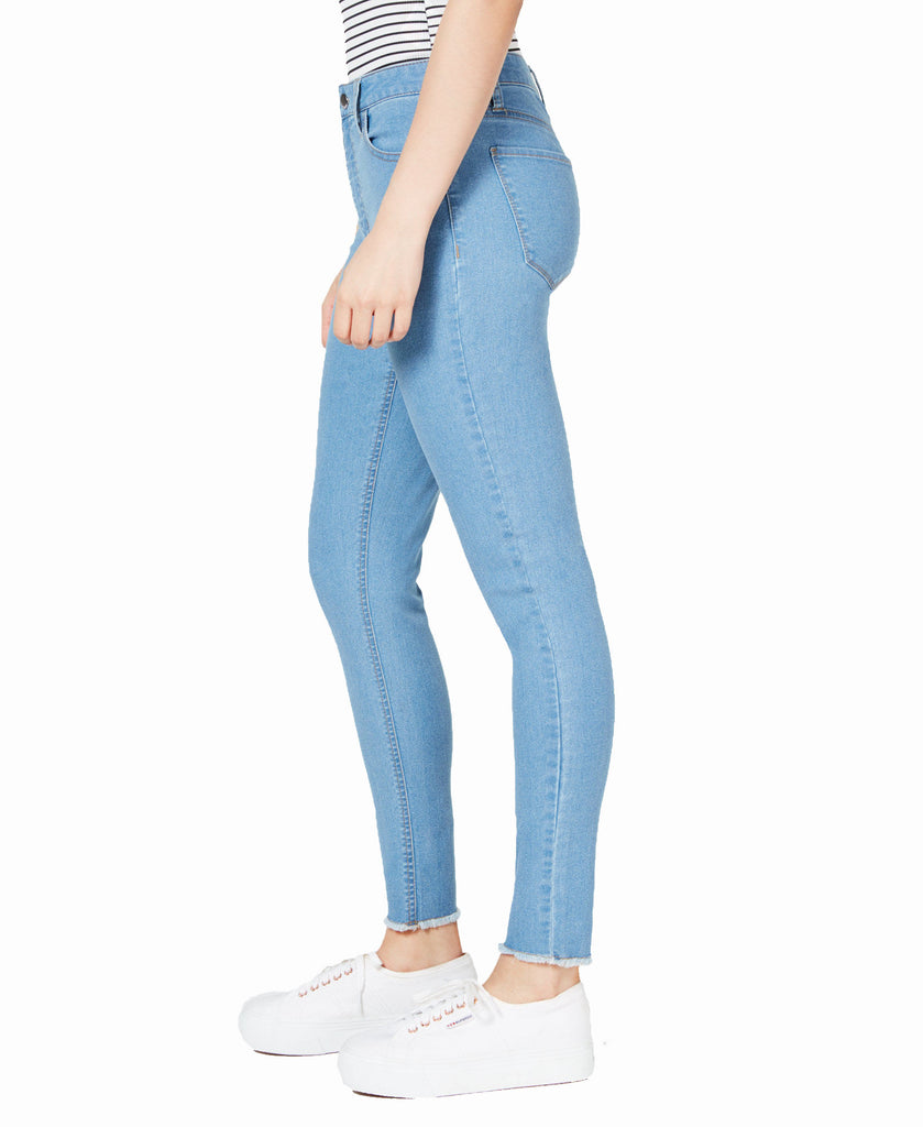 Tinseltown Women High Rise Raw Hem Skinny Jeans