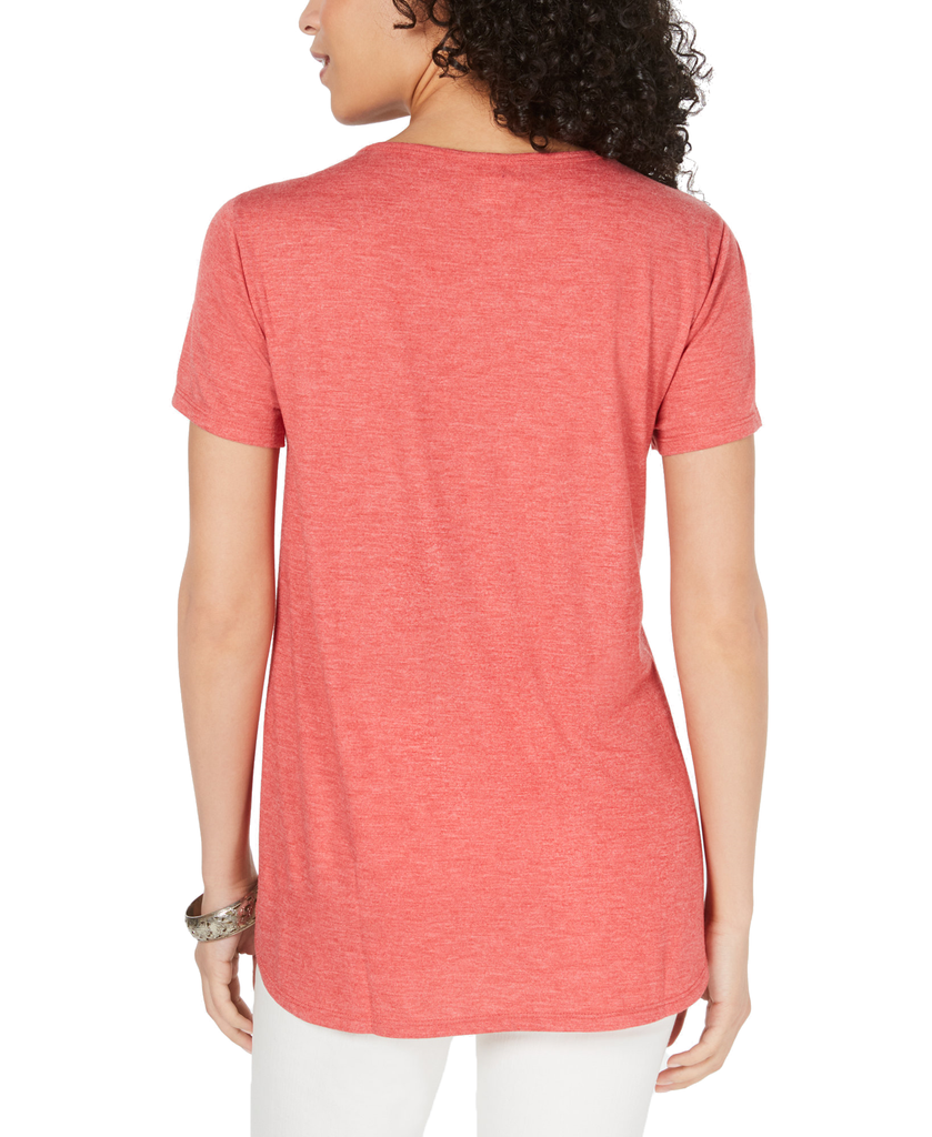 Style & Co Women Graphic V Neck Top