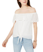 BCX Women Off The Shoulder Gauze Top Off White