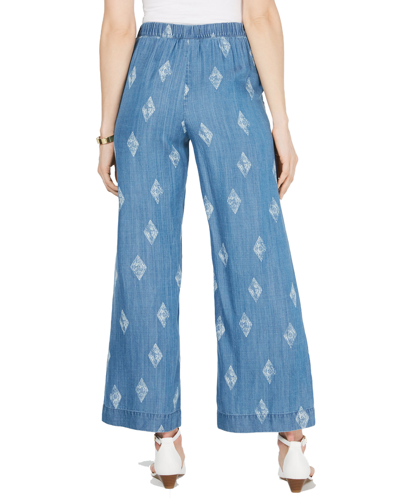 Style & Co Women Printed Wide Leg Pull On Pants