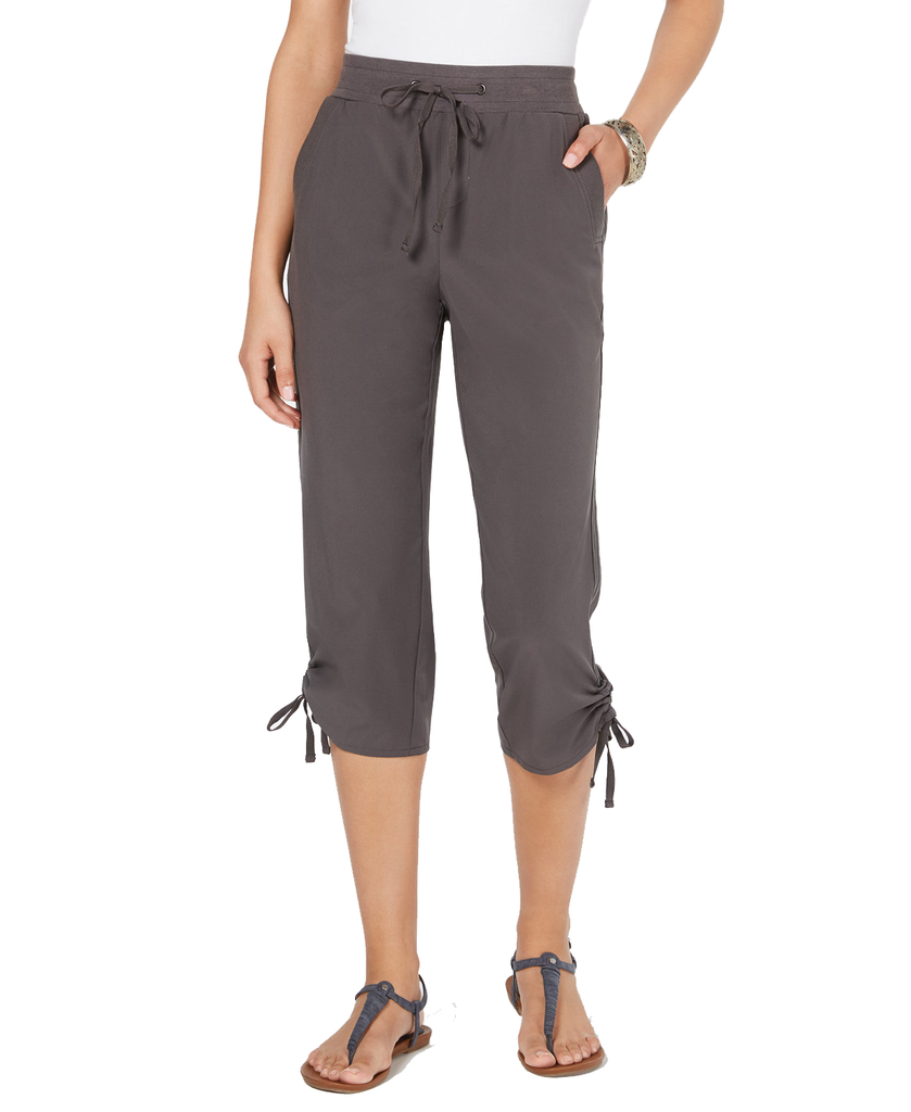 Style & Co Women Ruched Capri Jogger Pants Graphite Grey