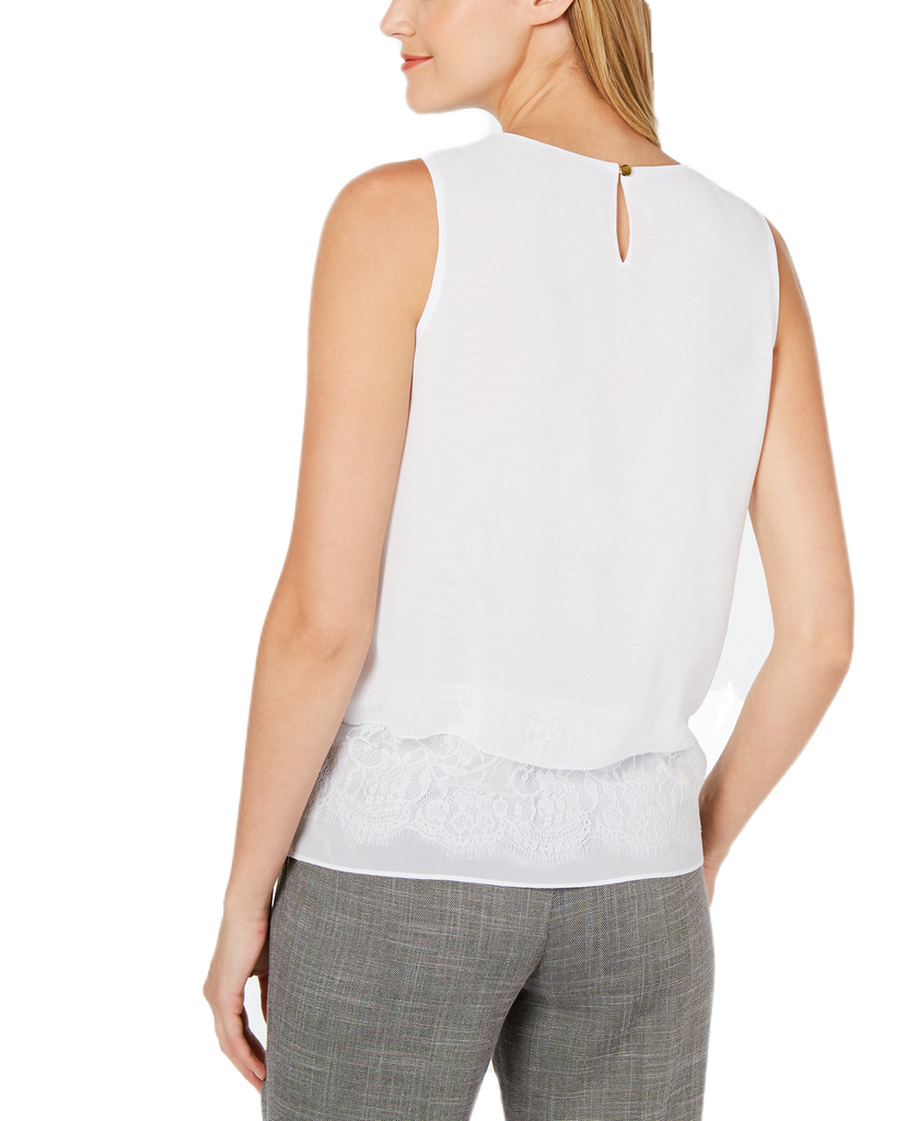 Calvin Klein Women Sleeveless Lace Hem Top